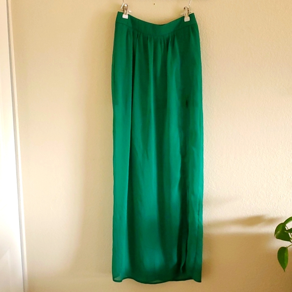 Emerald Green Sheer Maxi Skirt Size S